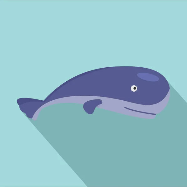 海洋鲸鱼图标, 扁平样式 — 图库矢量图片