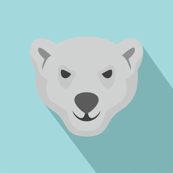 Hungry head of polar bear icon, flat style — Stock Vector