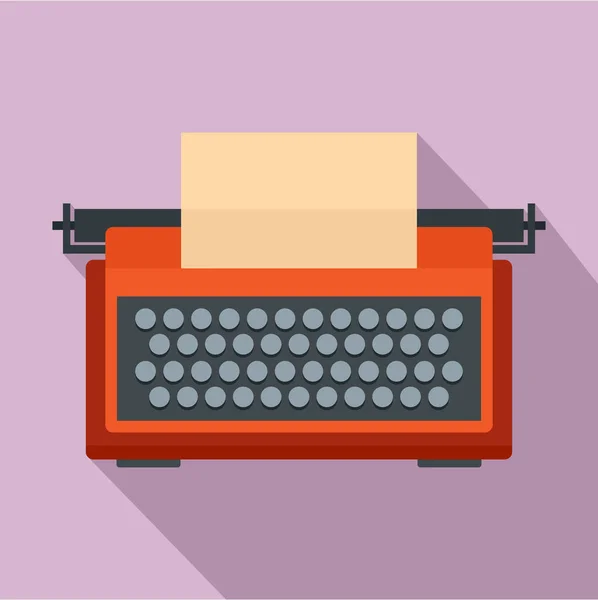 Значок красной пишущей машинки, плоский стиль — стоковый вектор