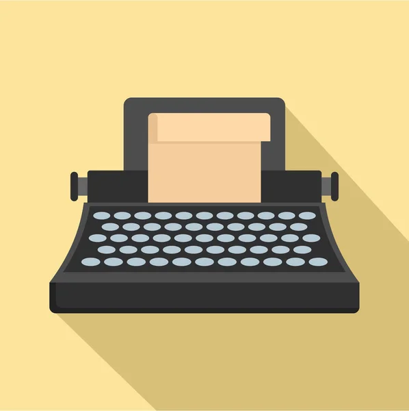 Svart klassisk skrivmaskin ikon, platt stil — Stock vektor