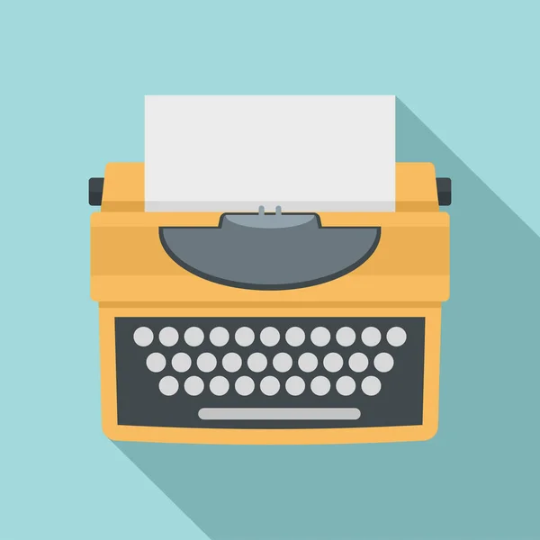 Máquina de escribir con icono de sombra, estilo plano — Vector de stock