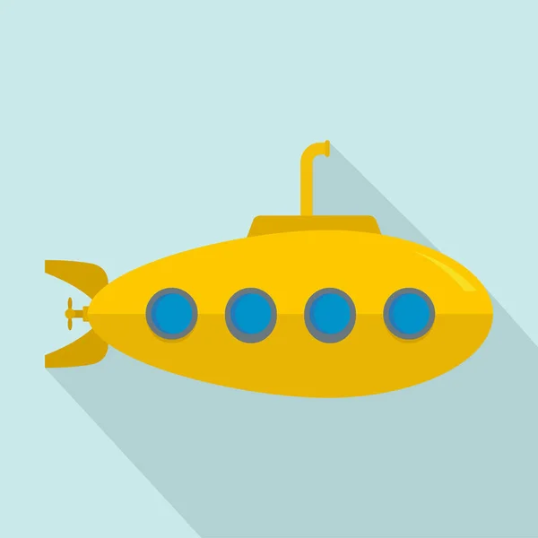 Žlutá ponorka ikona, plochý — Stockový vektor