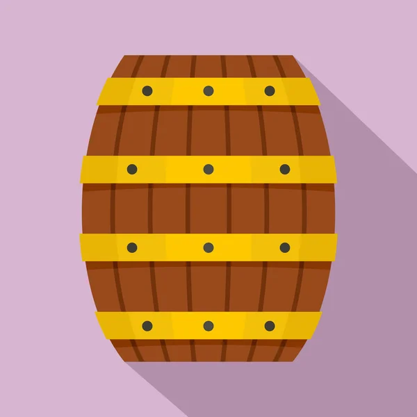 Wood barrel icon, flat style — Stock Vector