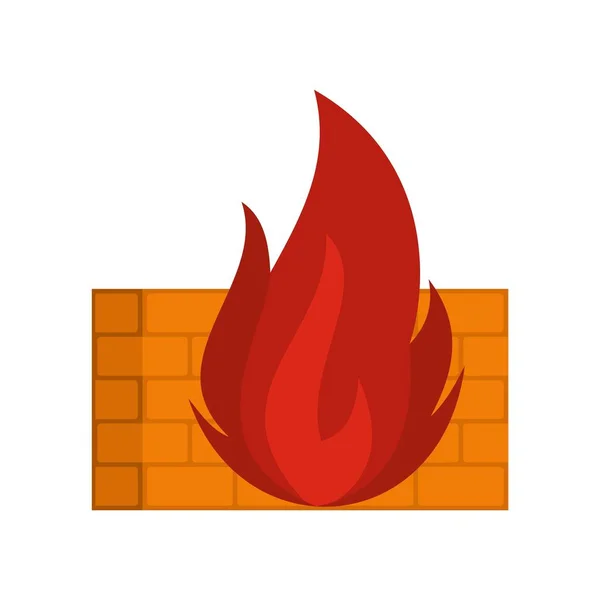 Ícone de segurança em chamas, estilo plano — Vetor de Stock