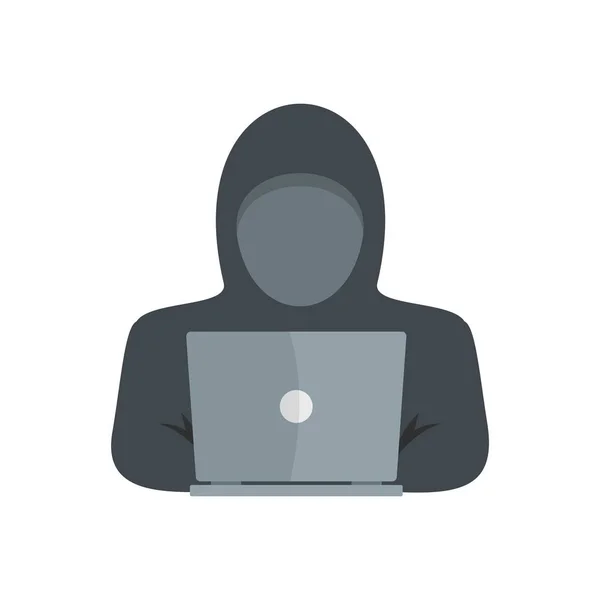 Icono ladrón de computadoras, estilo plano — Vector de stock