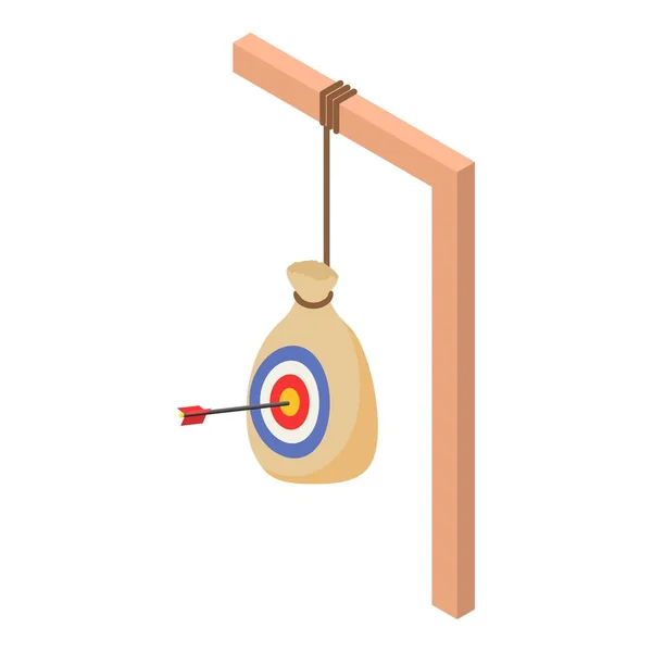 Ícone de saco de alvo de tiro com arco, estilo isométrico —  Vetores de Stock