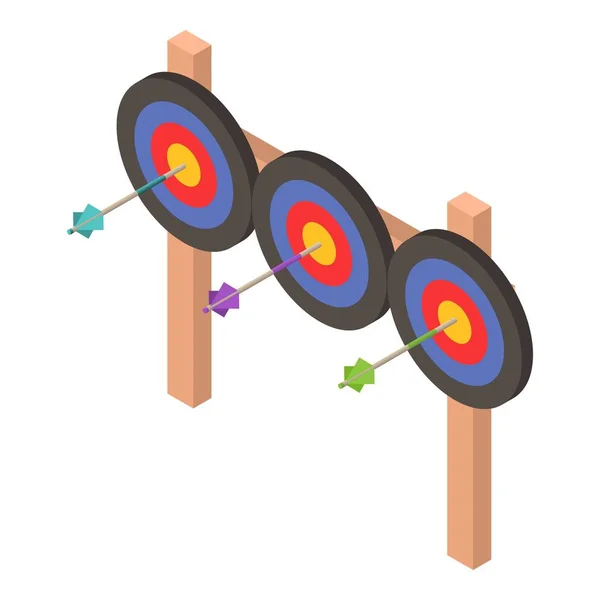 Ícone de alvo de tiro com arco triplo, estilo isométrico —  Vetores de Stock