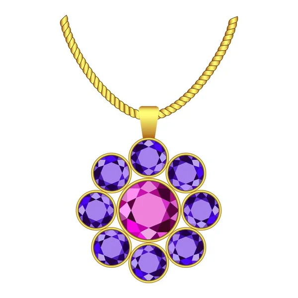 Icône de bijoux fleur d'améthyste, style réaliste — Image vectorielle