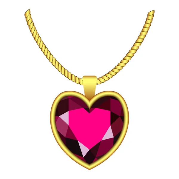 Garnet heart icon, realistic style — Stock Vector