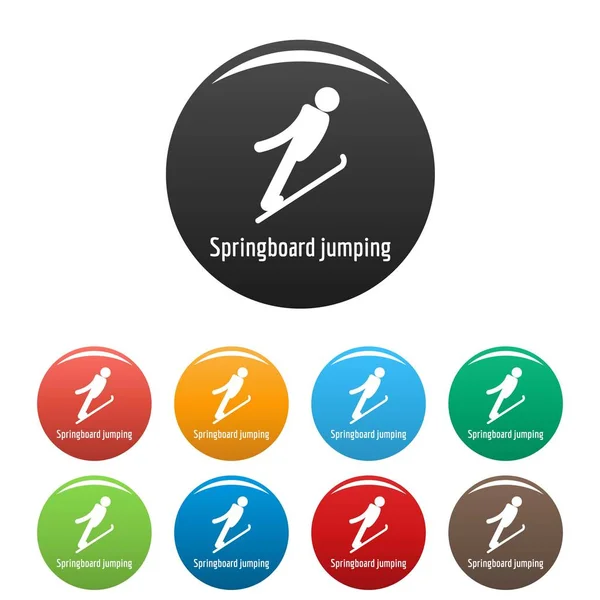 Springboard iconos de salto conjunto vector de color — Archivo Imágenes Vectoriales