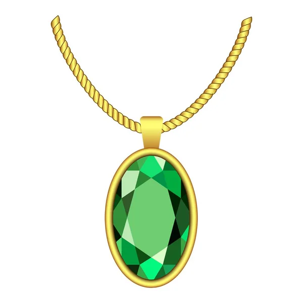 Emerald necklace pictogram, realistische stijl — Stockvector