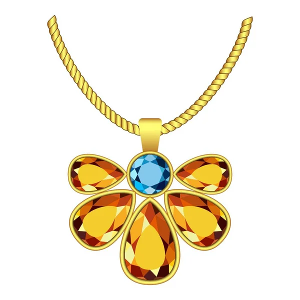 Icône de bijoux topaze jaune et bleue, style réaliste — Image vectorielle