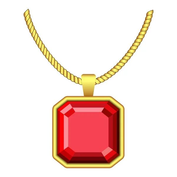 Rode ruby sieraden pictogram, realistische stijl — Stockvector