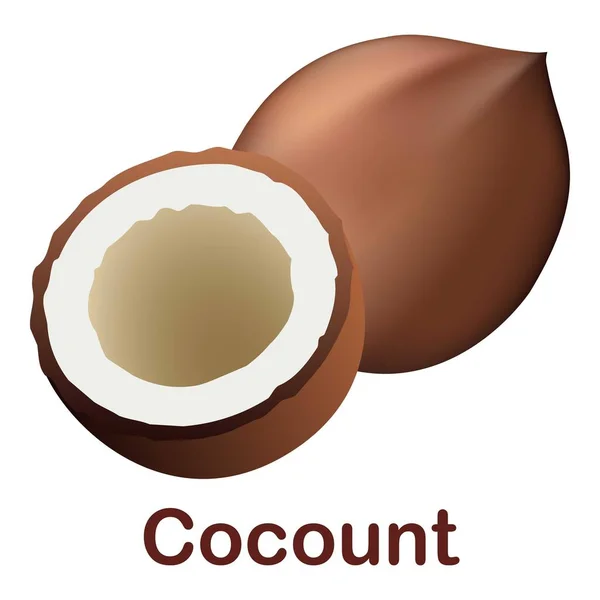 Ícone de coco, estilo realista — Vetor de Stock