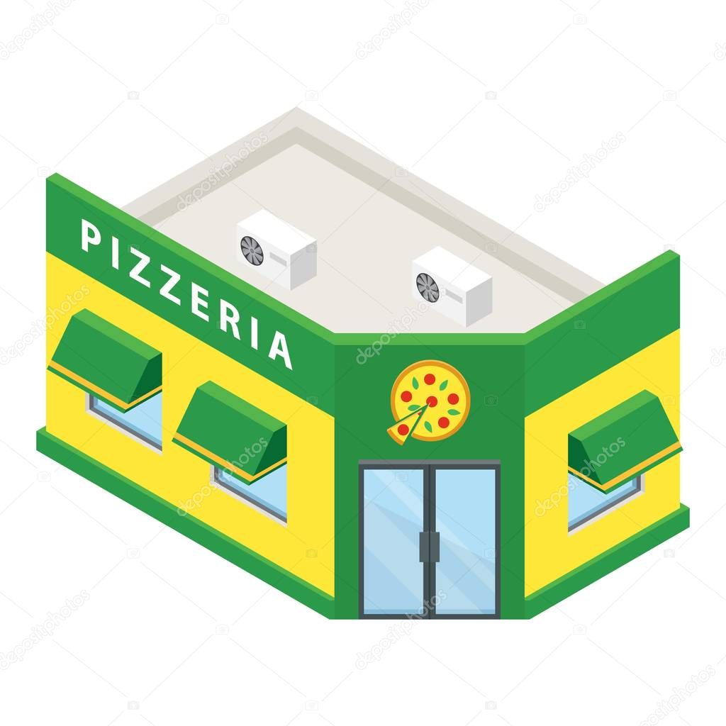 Pizzeria building icon, isometric style