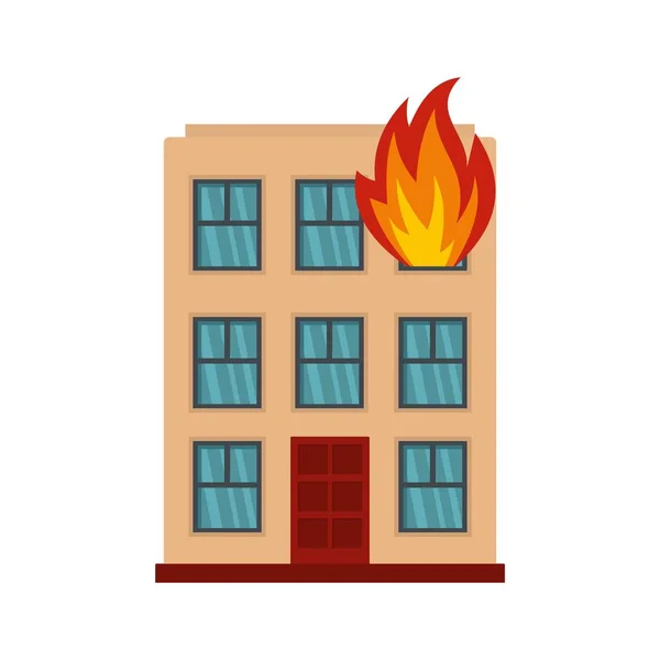 Icono de casa en llamas, estilo plano — Archivo Imágenes Vectoriales