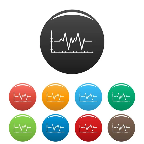 Kardiogramm-Symbole setzen Farbvektor — Stockvektor