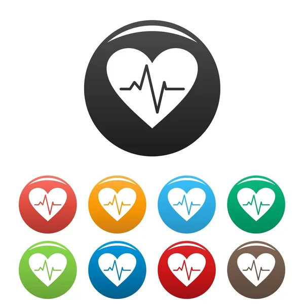 Healthy heart icons set color vector — Stock Vector