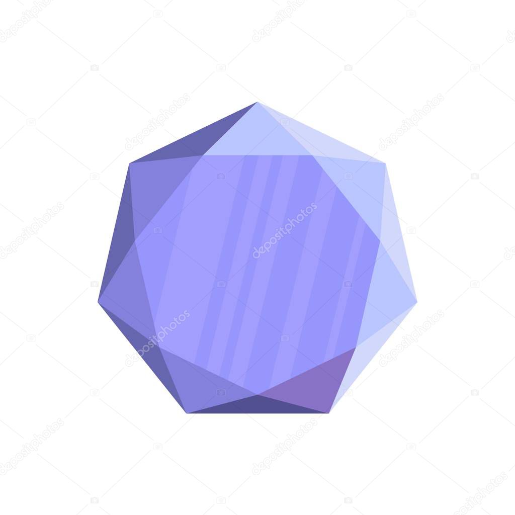Pentagonal precious stone icon, flat style.