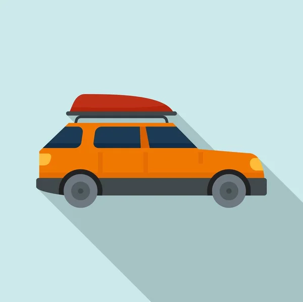 Icône de voiture de voyage familiale, style plat — Image vectorielle