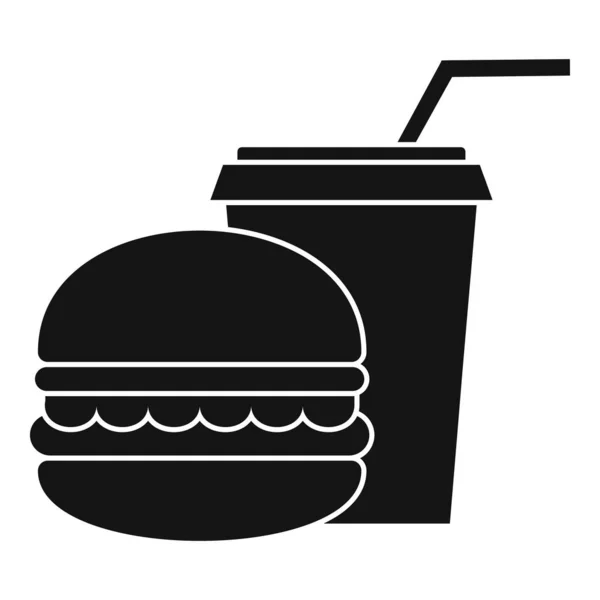 Burger und Limo-Becher-Ikone, einfacher Stil — Stockvektor