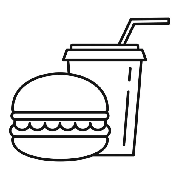Burger-Limo-Tasse-Ikone, Outline-Stil — Stockvektor