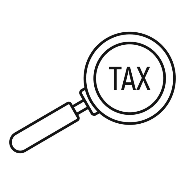 Icono de lupa de impuestos, estilo de contorno — Archivo Imágenes Vectoriales