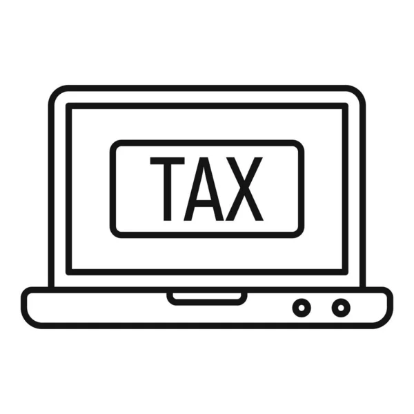 オンライン税務フォームのアイコン、アウトラインスタイル — ストックベクタ