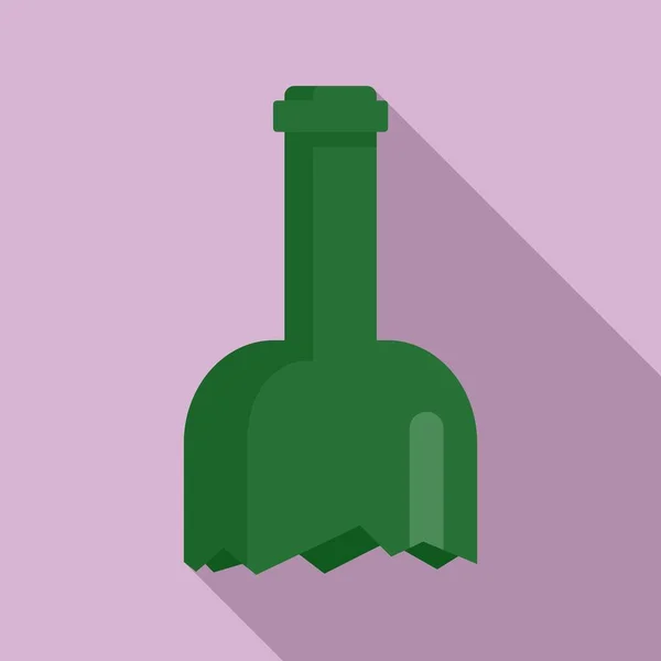 Mezza bottiglia rotta icona, stile piatto — Vettoriale Stock