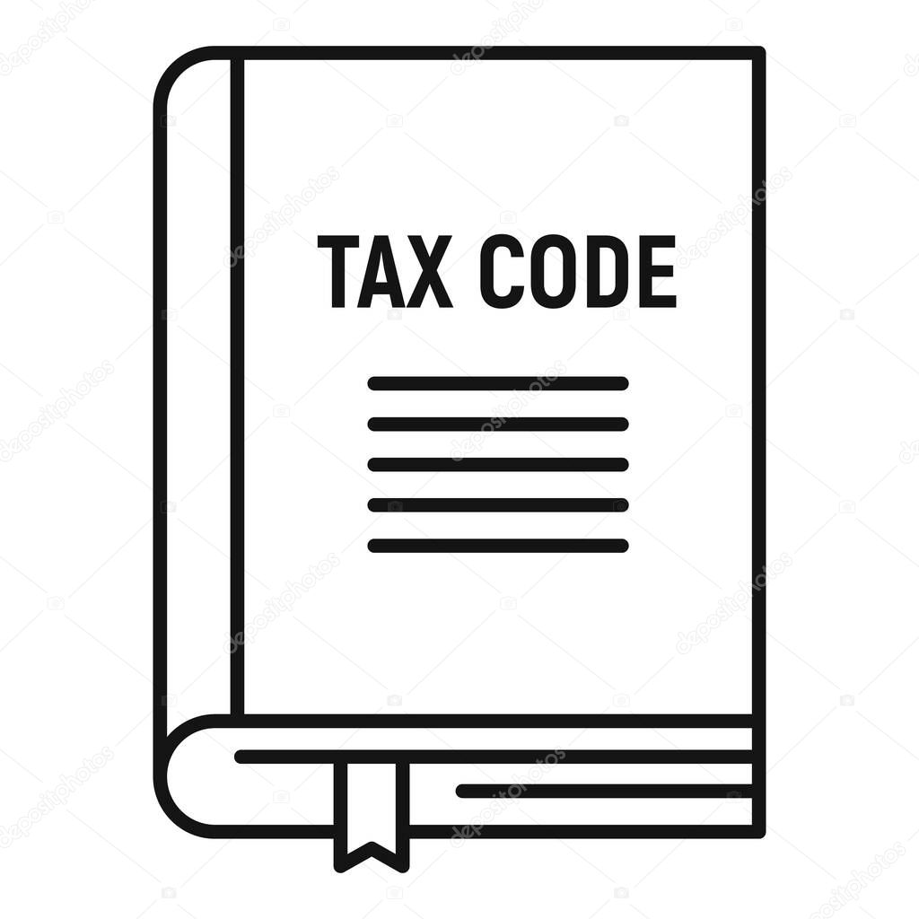 Tax code book icon, outline style
