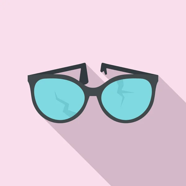 Icono de gafas agrietadas, estilo plano — Vector de stock