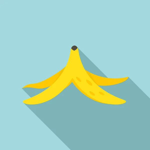 Eaten banana icon, flat style — Stock Vector