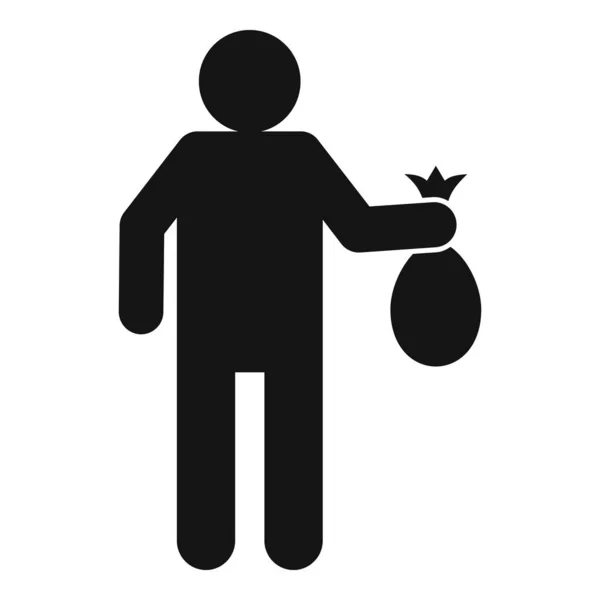 Hombre tomar icono bolsa de basura, estilo simple — Archivo Imágenes Vectoriales