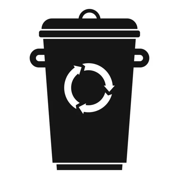 Çöp kutusunun geri dönüşümü simgesi, basit biçim — Stok Vektör