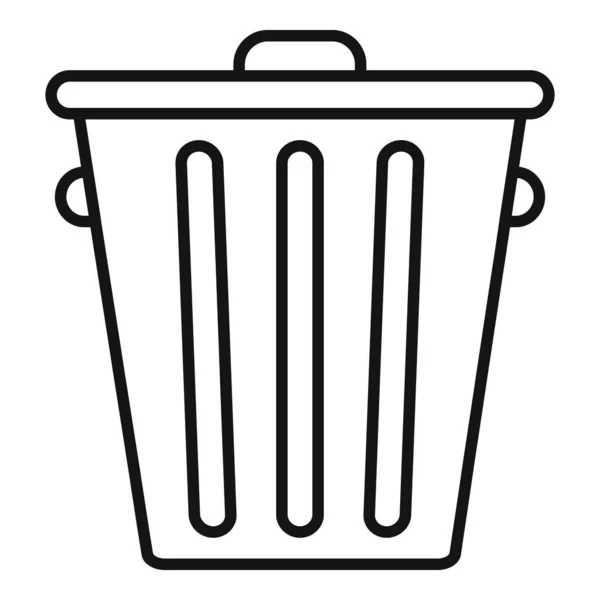 Icono de la papelera de reciclaje de acero, estilo de esquema — Vector de stock