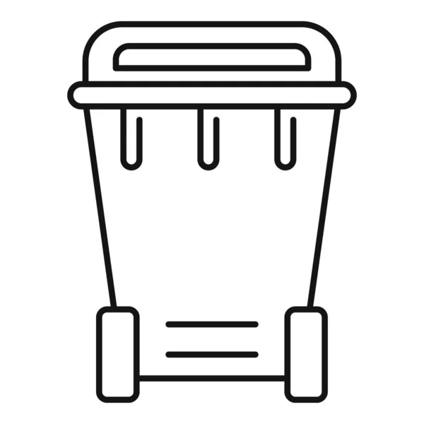 塑料垃圾桶图标,轮廓样式 — 图库矢量图片