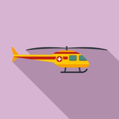Rescue helicopter icon, flat style clipart