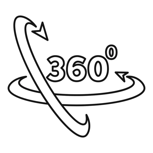 360 derece simgesi, anahat stili — Stok Vektör