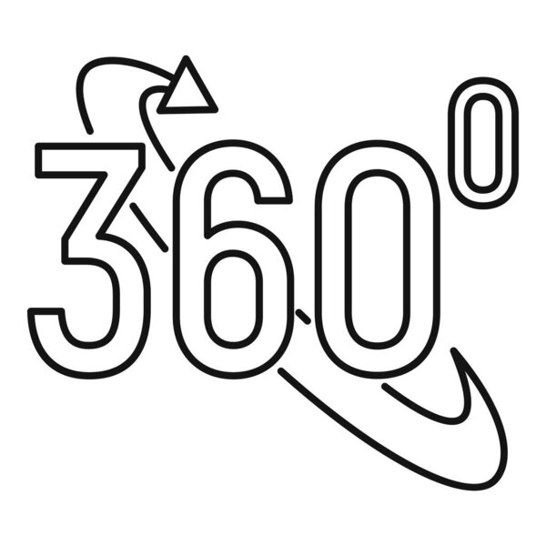 Virtual 360 degrees icon, outline style
