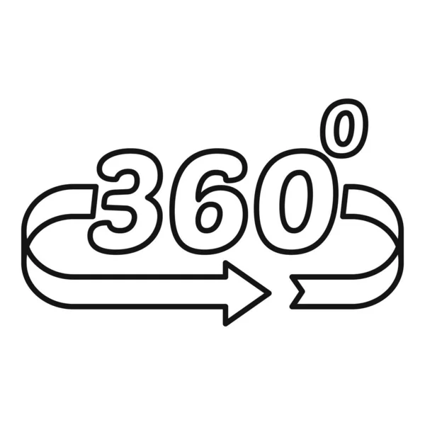 Juego 360 grados icono, estilo de esquema — Archivo Imágenes Vectoriales