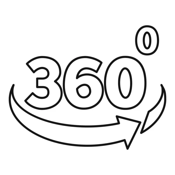 Optická ikona 360 stupňů iluze, styl osnovy — Stockový vektor
