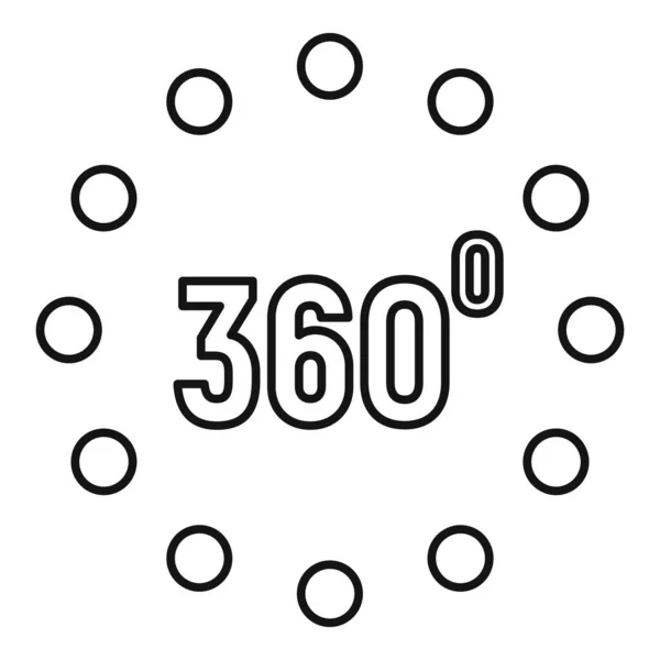 Simulace ikony 360 stupňů, styl osnovy — Stockový vektor