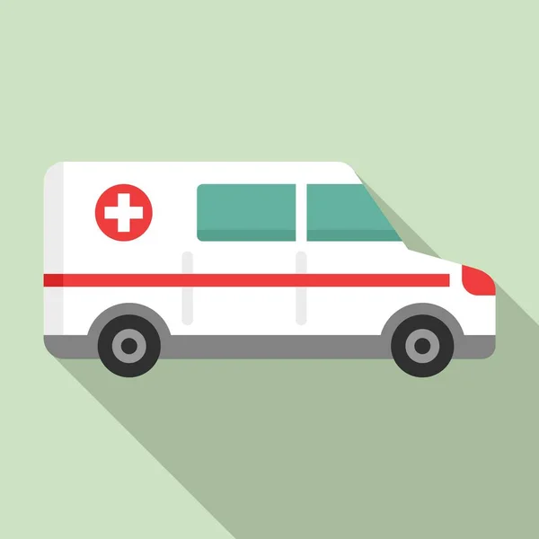 診療所の救急車のアイコン、フラットスタイル — ストックベクタ
