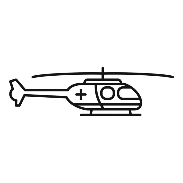 Icône hélicoptère ambulancier, style contour — Image vectorielle