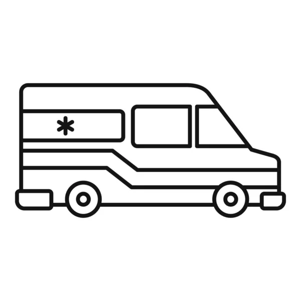 市の救急車のアイコン、アウトラインスタイル — ストックベクタ