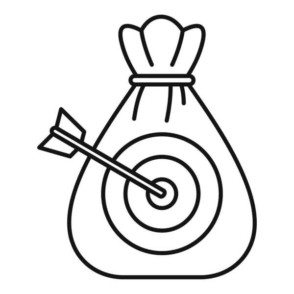 Bolso de dinero icono de destino, estilo de esquema — Archivo Imágenes Vectoriales