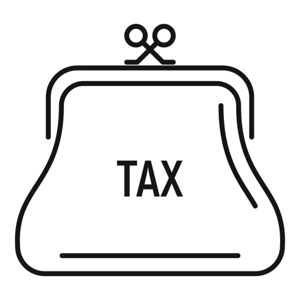 Icono de cartera de mujer de impuestos, estilo de esquema — Archivo Imágenes Vectoriales