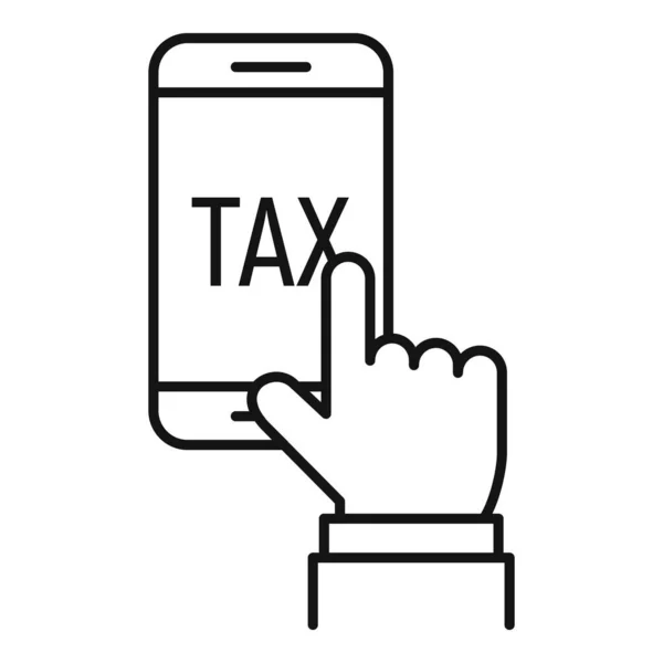 スマートフォン税プログラムのアイコン、アウトラインスタイル — ストックベクタ