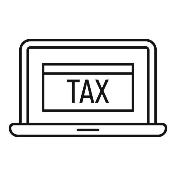 Laptop tax center icon, outline style — ストックベクタ