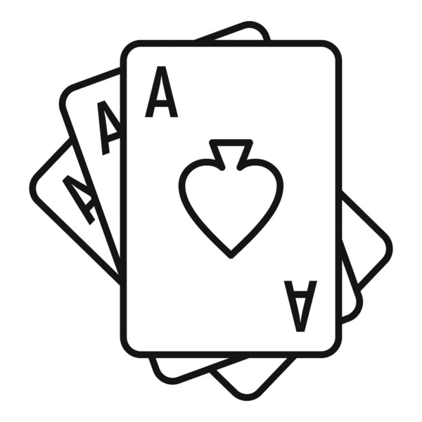 Playing cards addiction icon, outline style — Stock Vector